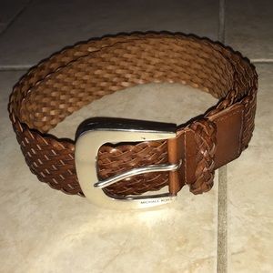 Michael Kors braided brown leather belt